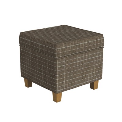 Cole Classics Square Storage Ottoman with Lift Off Top Light Brown Window Pane - HomePop