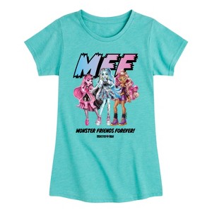 Girls' - Monster High - Draculaura Frankie Clawdeen Monster Friends Forever Fitted Short Sleeve Graphic T-Shirt - 1 of 4