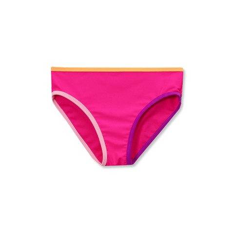Lands' End Kids Chlorine Resistant Contrast Bikini Bottoms - Large - Neon Fuchsia