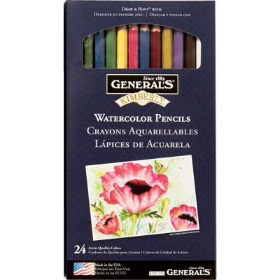 Generals Kmberly Watercolor Pencils, Assorted Colors, set of 24