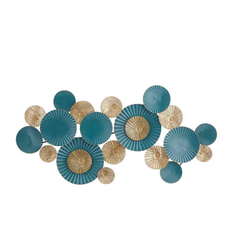 Metal Plate Wall Decor with Textured Pattern Teal - Olivia &#38; May, 2 of 6