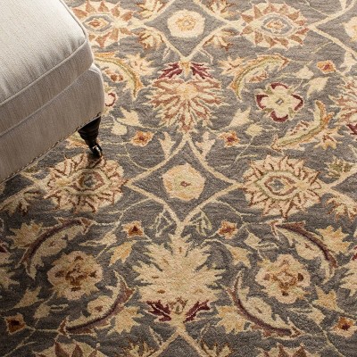 Handmade Tufted Floral Wool Area Rug in Blue and Brown