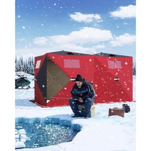 Lumiparty Pop Up Ice Fishing Tent Fully Insulated, Portable Ice Fishing Shelter, Waterproof Oxford Fabric, Snow Hub with Anchors, Ropes & Carry Bag - 1 of 4