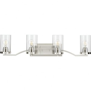 Progress Lighting Lassiter 4-Light Bath Light, Brushed Nickel, Clear Glass Shades - 1 of 2