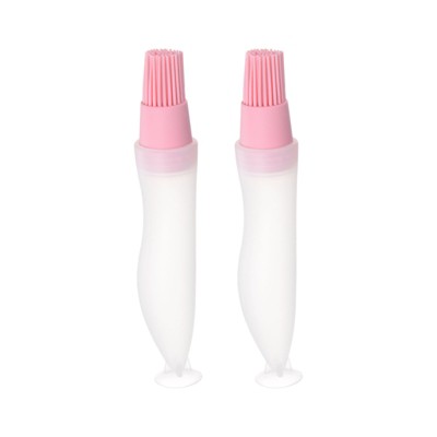 Unique Bargains Silicone Refillable BBQ Basting Oil Bottle Brushes with Cap 2 Pcs