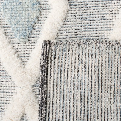 Vermont Blue and Ivory Hand-Knotted Wool Area Rug, 6' x 6'