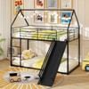 Costway Twin Over Twin Low Bunk Bed House-shaped Metal Bunk Bed Frame with Safety Guardrail - 2 of 4