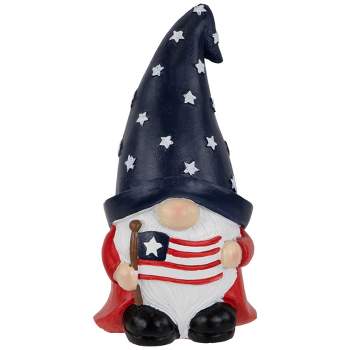 Northlight Gnome Holding the American Flag Patriotic Outdoor Garden Statue - 6"