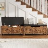 39.4" Storage Bench Rattan Entryway Bench with Seat Cushion, Storage Trunk, Shoe Bench Storage Chest for Entryway, Living Room, Bedroom - 2 of 4
