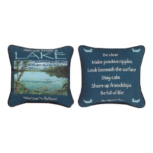 Lake House Accent Pillow ADVICE FROM THE LAKE – 12x12 Inch by Manual Woodworkers and Weavers - 1 of 3