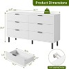Fluted 6 Drawer Dresser, Wide Wood Double Dresser with Metal Legs and Handles - 2 of 4