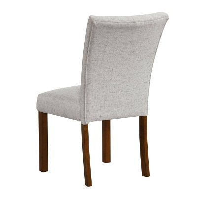 Neutral Textured Upholstered Parsons Dining Chairs with Wood Legs, Set of 2