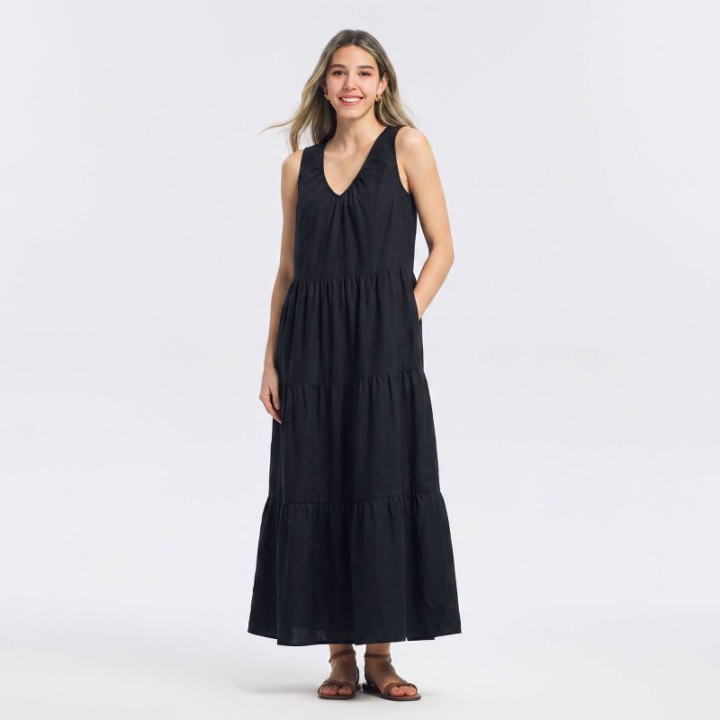 Women's Tiered Maxi Dress - A New Day™ Black XS