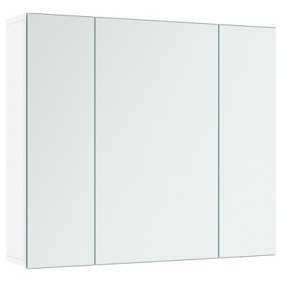 Yaheetech Frameless Mirror Cabinet with Three Frameless Mirrored Doors and Adjustable Shelf for Living Room, Laundry Room, Mudroom