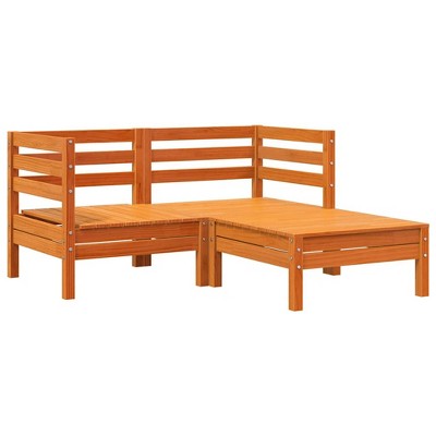 vidaXL Garden Sofa Wax brown Solid pine wood 2-seater Modular