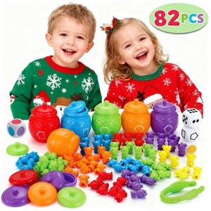 Joyfy 82/83Pcs Rainbow Counting Bears Toddler Boy Girls Montessori Learning Toy STEM Educational Toys Birthday Christmas Gift for Kids Age 1 2 3 4 5 - 1 of 4