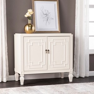 ORRD  Antique White Double-Door Accent Cabinet - Traditional Carved Door Storage Cabinet with Turned Legs - 1 of 4
