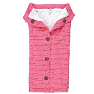 Hudson Baby Infant Girl Faux Shearling Knitted Baby Lounge Stroller Wrap Sack, Azalea Pink, One Size - 1 of 3