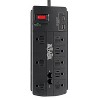 Tripp Lite Protect It!® 1,200-Joules Surge Protector, 8 Outlets plus 2 USB Ports, 8-Ft. Cord, with Telephone/Modem Protection, TLP88TUSBB in Black - 2 of 4