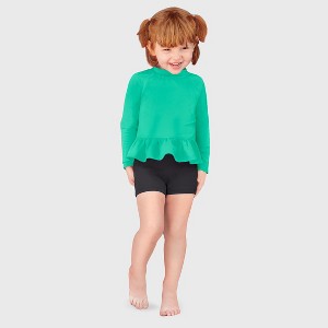 City Threads USA-Made Swim Peplum UPF 50+ Long Sleeve Girls Rashguard Tee - 1 of 4