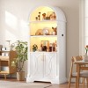 Vlsrka Arched Cabinet, Kitchen Pantry & China Cabinet, Arched Bookshelf with Open & Adjustable Shelves, Induction 3-Color Lights,White - 2 of 4