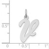 Black Bow Jewelry 14k White Gold, Madison Collection LG Classic Script Initial V Pendant - 4 of 4