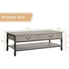 41 Inch Large Coffee Table with Drawers, Rectangular Cocktail Table with Storage, Vintage Living Room Table, Rustic Grey - 2 of 4