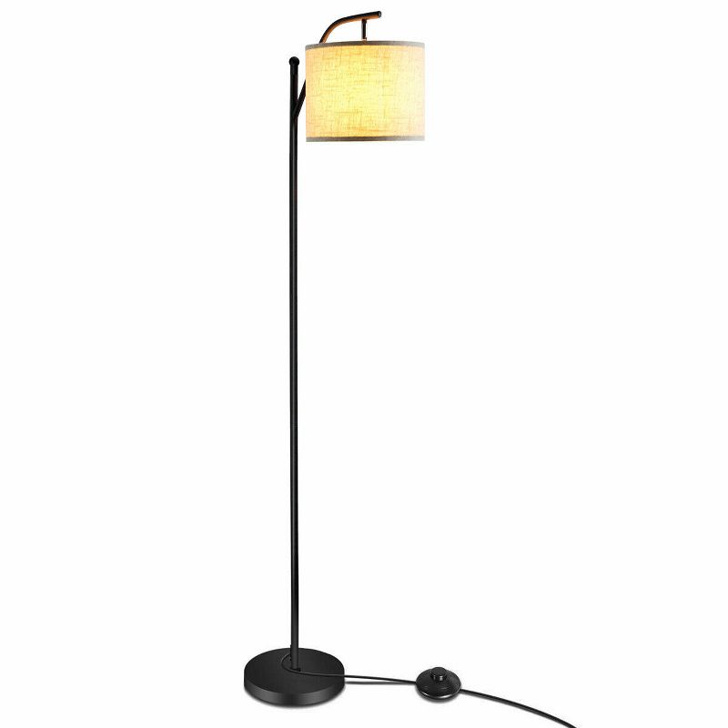 Tangkula Mid Century Tall Pole Floor Lamp w/ Arc Hanging Shade, Foot Switch & Metal Base, Indoor Reading Standing Light (LED Bulb Not Included), 5 of 10