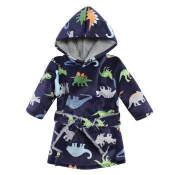 Hudson Baby Infant Boy Mink with Faux Fur Lining Pool and Beach Robe Cover-ups, Dinosaurs
