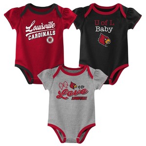 NCAA Louisville Cardinals Infant Girls' 3pk Bodysuit - 1 of 4