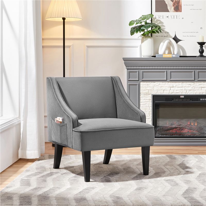 Yaheetech Modern Upholstered Armchair Velvet Accent Chair for Living Room Bedroom, 2 of 9