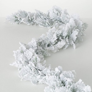 72"L Sullivans Artificial Snowy Cedar Christmas Garland, Green-White, Indoor Christmas Decor - 1 of 4