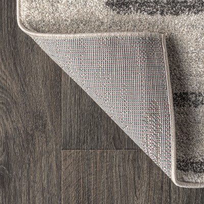 Aya 4' x 6' Gray and Ivory Striped Synthetic Area Rug