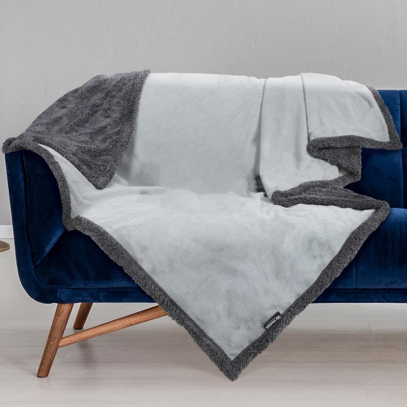 Reversible Gray Waterproof Pet Blanket for Small Dogs and Cats