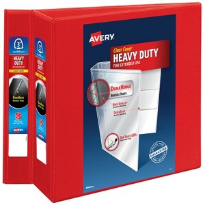 Avery Heavy-Duty View 3 Ring Binders, 3 Inch One Touch EZD Rings, 2 Red Binders (46044) - 1 of 4