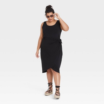 Women's Plus Size Sleeveless Knit Wrap Dress - Ava & Viv™