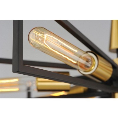Elegant 6-Light Chandelier in Black and Satin Brass Finish