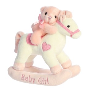 ebba Medium Baby Girl Rocking Horse Musicals! Melodious Baby Stuffed Animal Pink 12" - 1 of 4