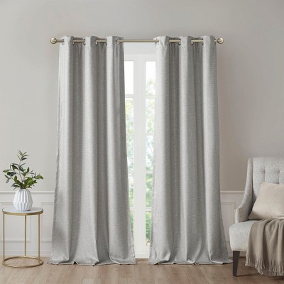 VYNXARIA 42x95"Tonal Printed Faux Silk Total Blackout Curtain Panel Pair(2 Pcs Window Panels)