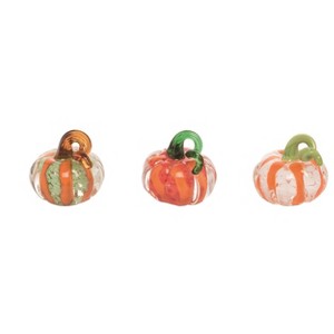 Transpac Glass 1 in. Orange Harvest Mini Fall Pumpkin Set of 3 - 1 of 4