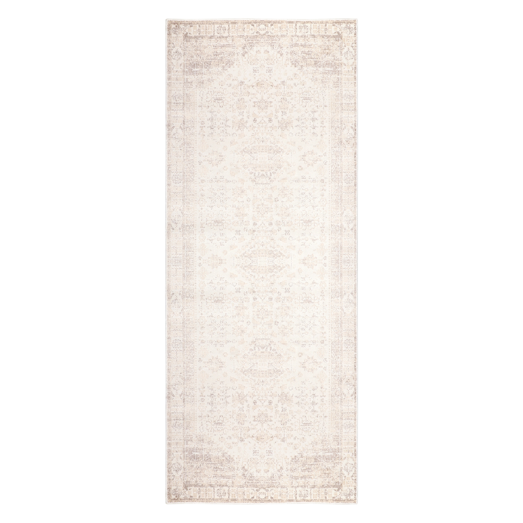 HomeRoots 2' X 5' Beige Medallion Runner Rug