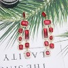 Vintage Rectangle Teardrop Chandelier Earrings, Art Deco Wedding Austrian Crystal Drop Dangle Earrings for Women Party Prom - 3 of 4
