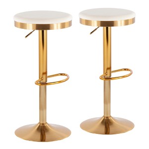 Velvet Padded Adjustable Barstool with Swivel and Metal Frame for Kitchen Island or Home Bar, Contemporary Glam Style, Set of 2 - 1 of 4