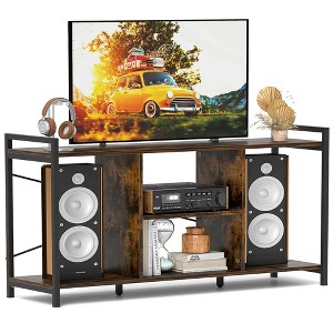 Costway 3-tier TV Stand for 55" TVs with 4 Open Shelves Heavy-duty Metal Frame for Bedroom - 1 of 4