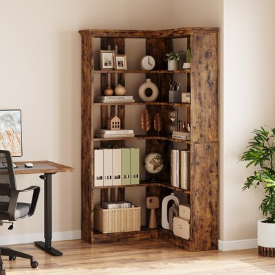 Garvee Corner Bookshelf 72.8in Farmhouse Bookcase Large Bookshelf