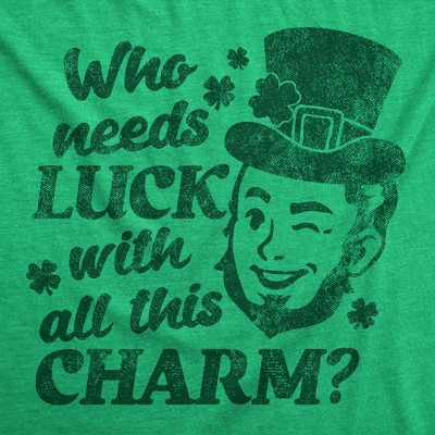 Мужские футболки Crazy Dog T-Shirts, Inc. Mens Funny T Shirts Winking Sprite Who Needs Luck With All This Charm Tee for Men - Crazy Dog Men's T Shirt for Saint Patrick's Day Green L — фото 2