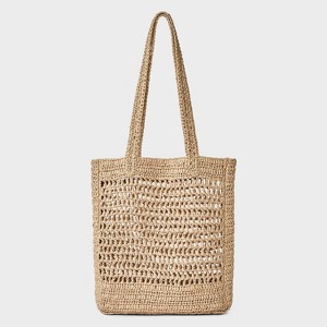 Raffia Tote Handbag - A New Day™ Natural - 1 of 4
