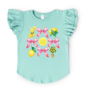 The Juniper Shop Coquette Lemonade Chart Flutter Sleeve Tee - 3T - Seafoam - 1 of 4