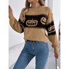 Clearlove Women's Festive Pumpkin Motif Knit Sweater Color-Block Long Sleeve Pullover for Halloween Gatherings - 3 of 4