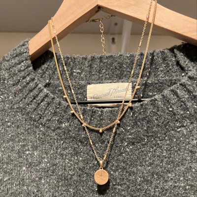 Ball & Medallion In Worn Gold Layer Necklace - Universal Thread